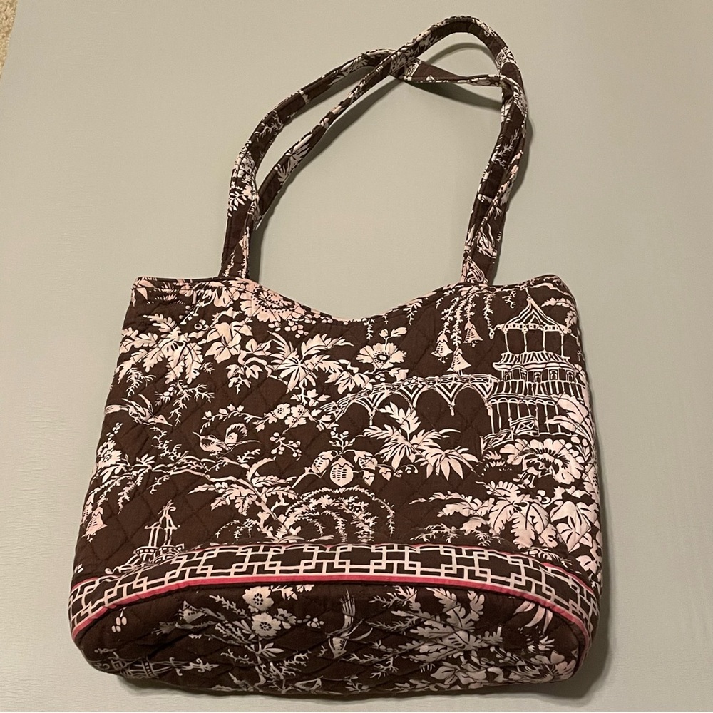 Vera Bradley Brown and Pink Quilted Tote
